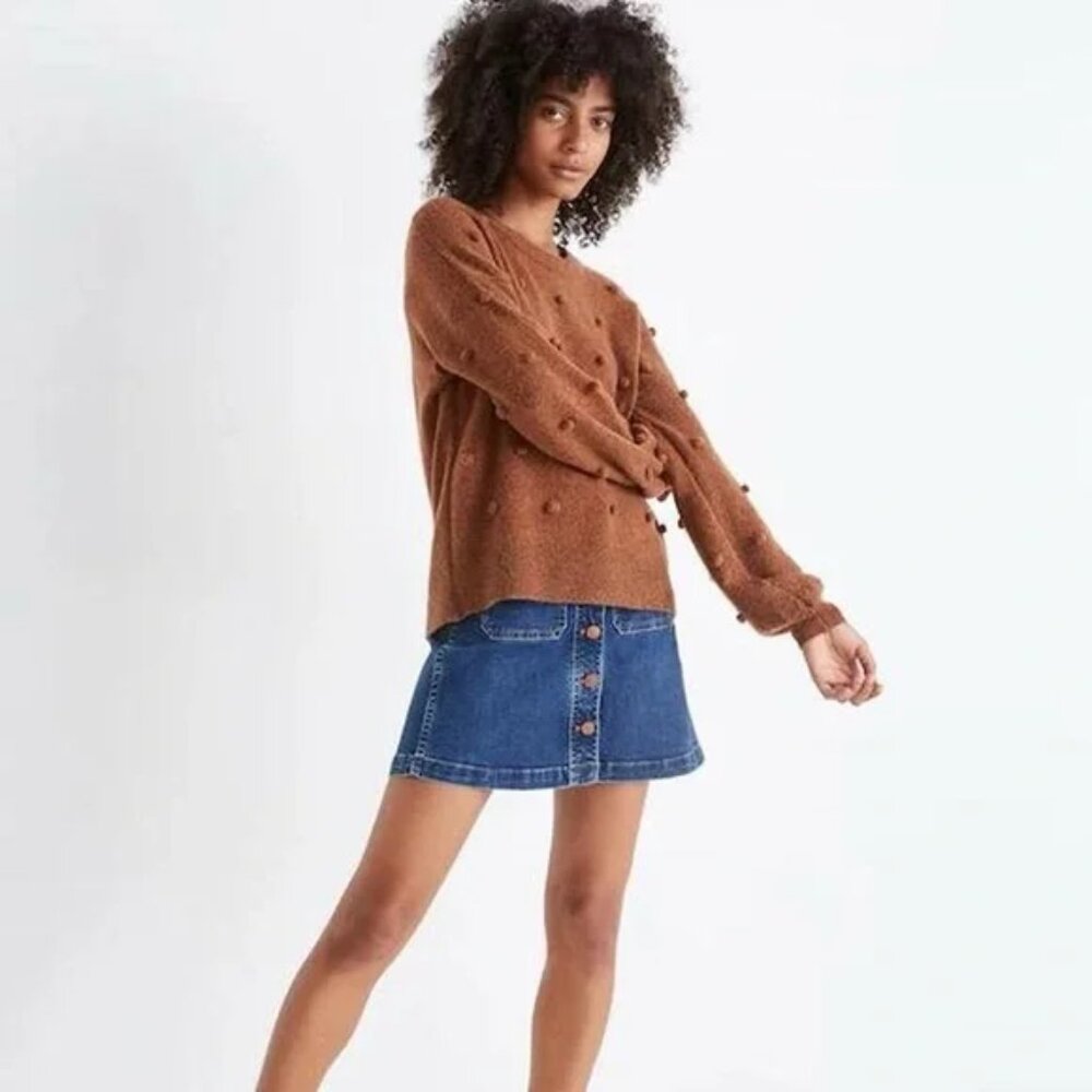NEW Madewell Brockton Bobble Sweater Merino Wool Blend in Heather Cider XXS